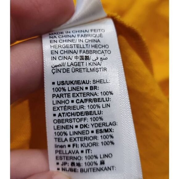 NWT The Drop Dress Women's XL Mango Yellow Nala Linen Puff Sleeve Mini - Picture 5 of 5